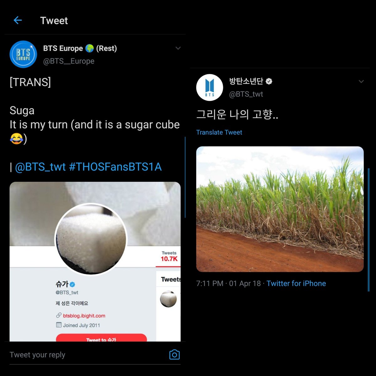 That same day, Yoongi was so cute, he flooded the tl with this sugar cubes pun skshsksksk pls until now I'm still thinking what goes into their mind that time