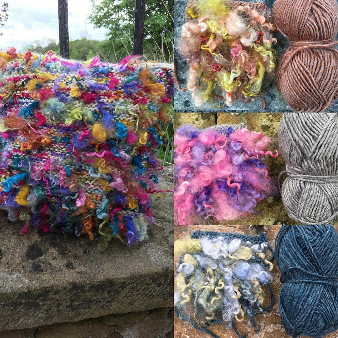 WensleydaleYarn's tweet photo. This is our Wensleydale cushion  sample knit by Jan, the fade effect looks fantastic and so different from mine which was knitting random coloured locks in the cushion - 
#wensleydale #britishwool #knitters #knit #knitting #rainbow #cushion  #knittingkit https://t.co/CAKZg4CvRm