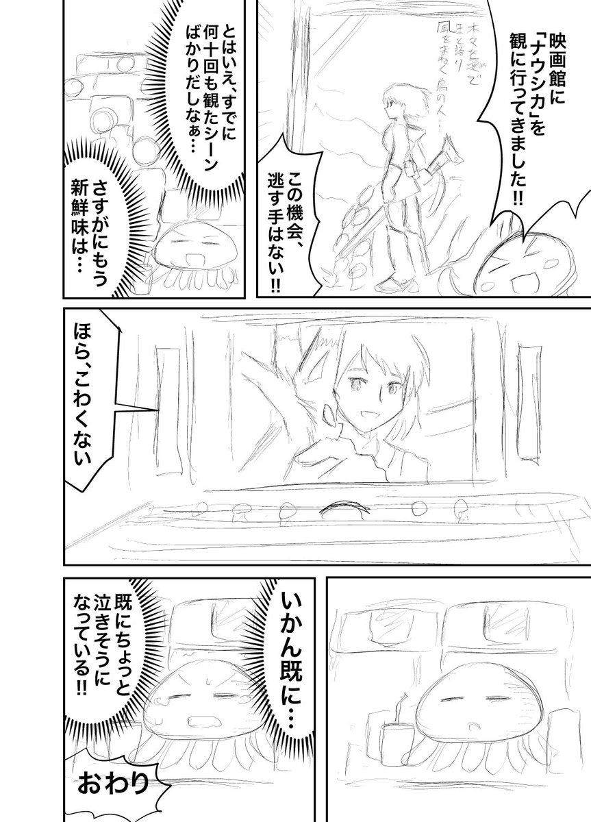 こんな時間ですがこっそり、映画館ナウシカレビュー漫画。 
