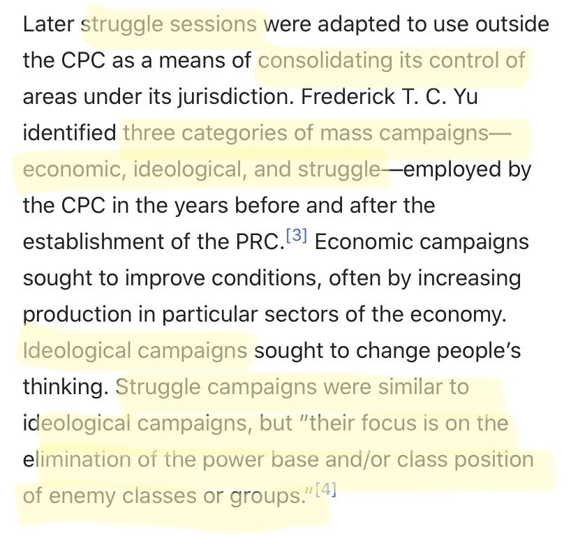 The CCP has returned to tactics honed in the Cultural Revolution like Maoist ‘struggle sessions’ seeking mass mobilisation for “Speak Bitterness sessions..public mass-accusation meetings” focusing on “elimination of power base and/or class position of enemy classes or groups”