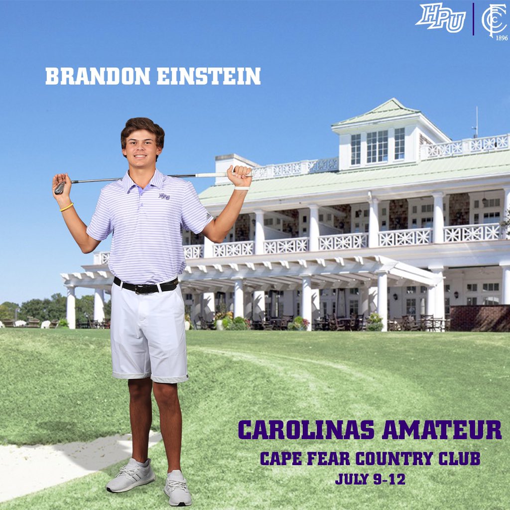 HPUmensgolf's tweet photo. ROLL POINT to our guy @EinsteinBrandon as he tees off tomorrow in the 106th @CGAgolf1909 Carolinas Amateur!!! #HPUGolf #RollPoint #GetTheHardware 🏆 https://t.co/vJeCvIvBJZ