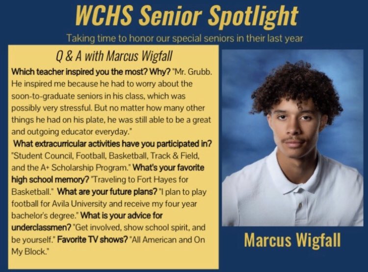 Our Senior (2020) Spotlight today is Marcus Wigfall!!! Thank you Marcus for serving on the executive STUCO Board as the Treasure this school year &amp; for all that you have done for Chrisman the past four years. Can't wait to see what the future holds for you! #onceabearalwaysabear