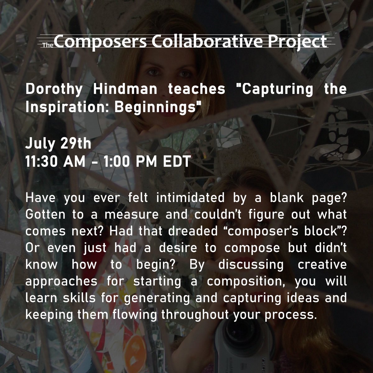 Dr. Dorothy Hindman (<a href="/DorothyHindman/">Dorothy Hindman</a>) serves as Associate Professor of Composition at University of Miami. Her music has received performances at Carnegie Hall, the United Nations, Jordan Hall, and Amsterdam’s Muziekgebouw among many others. composerscollaborative.com/teachers/hindm…