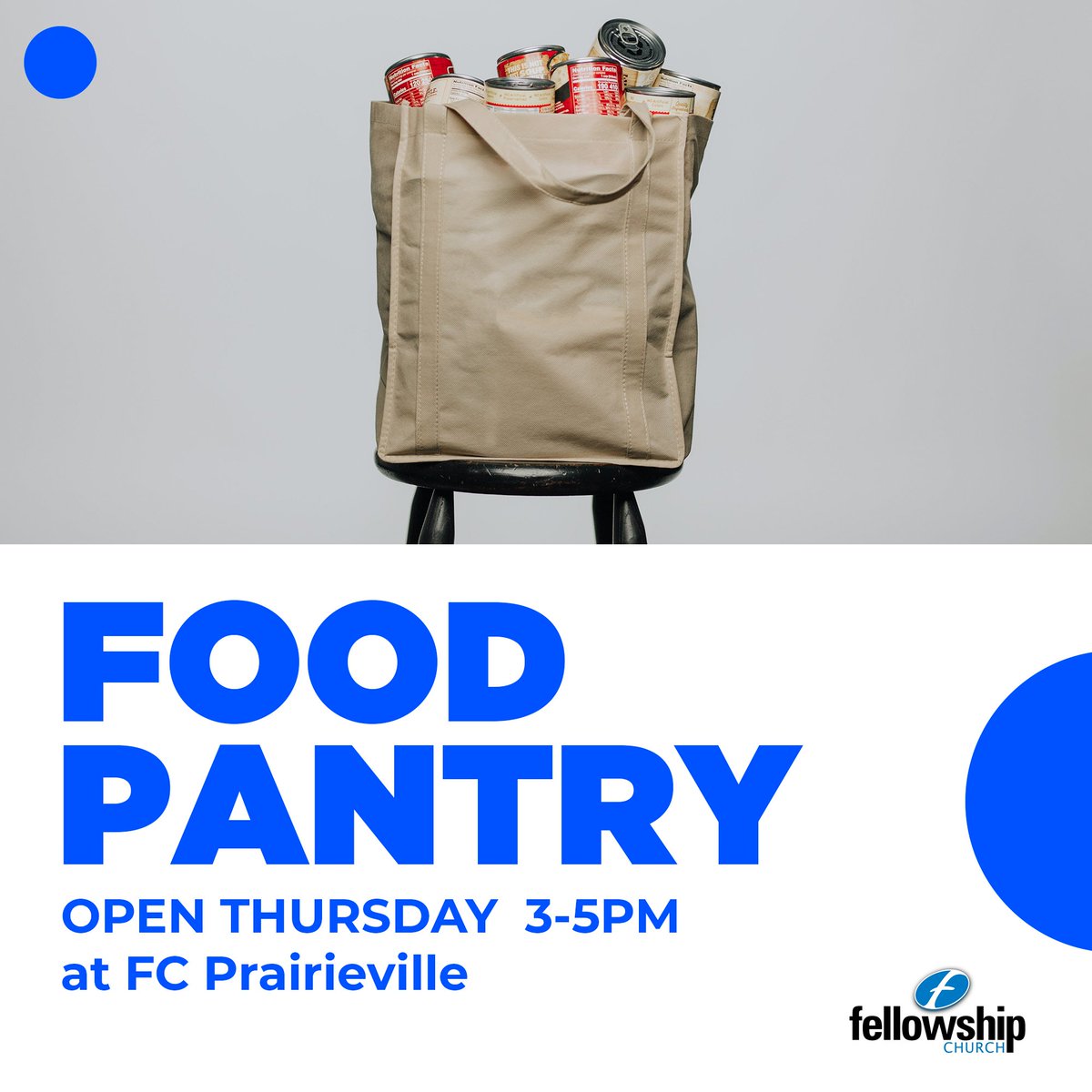 fellowshipla's tweet photo. The food pantry will be open tomorrow at FC Prairieville from 3-5pm. https://t.co/snP8Bcigt2