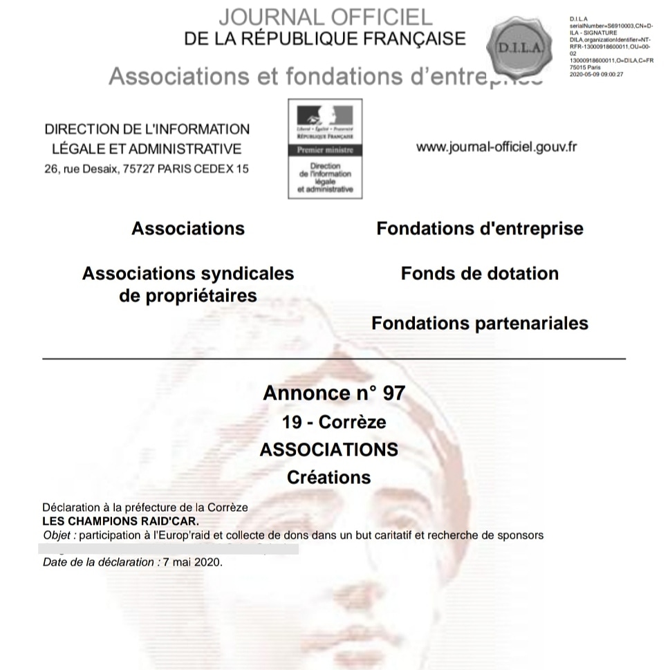 raid_car's tweet image. / Association /

Nous sommes heureux de vous informer que notre association "Les Champions Raid'Car" est désormais officiellement créée ! 📜

#europraid #europraid2021 #solidaire #association