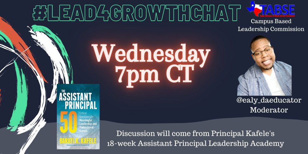 See you tonight at 7pm CT. 

#Lead4GrowthChat

<a href="/PrincipalKafele/">Principal Kafele</a>