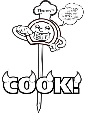 also consider: thermy thermometer
"it's safe to bite when the temperature is right!"