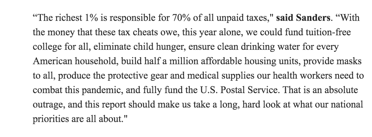 MilesKLassin's tweet photo. New report commissioned by Bernie Sanders from the CBO finds "the richest 1% is responsible for 70% of all unpaid taxes." (!!) The estimated amount of unpaid taxes was ~$381 billion annually from 2011-2013. Just think of what could be done with that money. https://t.co/djkFdRjO31 https://t.co/hrDmEXjyhA