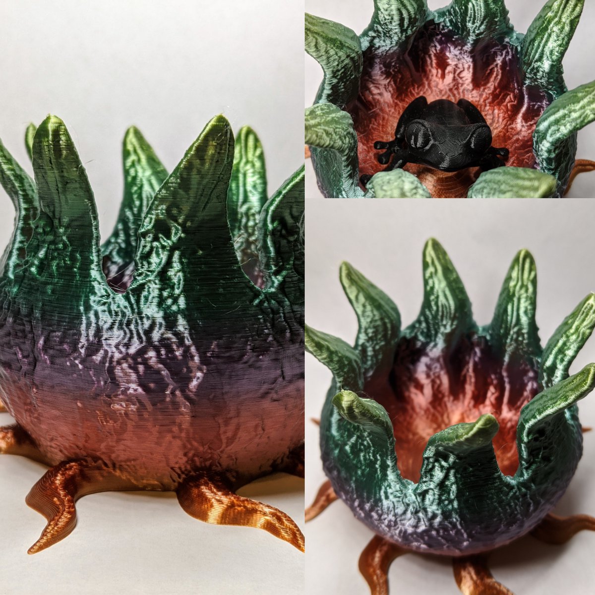 3D Creatables (@3dcreatables) on Twitter photo This alien π½ flower pot plant π± turned out so well with the colors. Fantastic detail in this model. Poor froggy!
Designer: @blueboxgoblin
Model: thingiverse.com/thing:3957973
Filament: #mika3d
Color: Multi Rainbowπ
Printer: <a href="/josefprusa/">Josef Prusa</a> i3 MK3S
Nozzle: 0.4
Layer: 0.2 This alien π½ flower pot plant π± turned out so well with the colors. Fantastic detail in this model. Poor froggy!
Designer: @blueboxgoblin
Model: thingiverse.com/thing:3957973
Filament: #mika3d
Color: Multi Rainbowπ
Printer: <a href="/josefprusa/">Josef Prusa</a> i3 MK3S
Nozzle: 0.4
Layer: 0.2