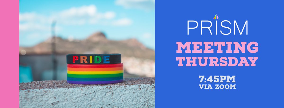 PrismLINY's tweet photo. PRISM will be meeting this Thursday 7/9 at 7:45pm! Share your Pride with us every Thursday over Zoom!  If you’d like to stop by and say hi, please email drlee@prismlongisland.org so we can get you a Zoom link! 🏳️‍🌈 https://t.co/Vi1xxDyi8t