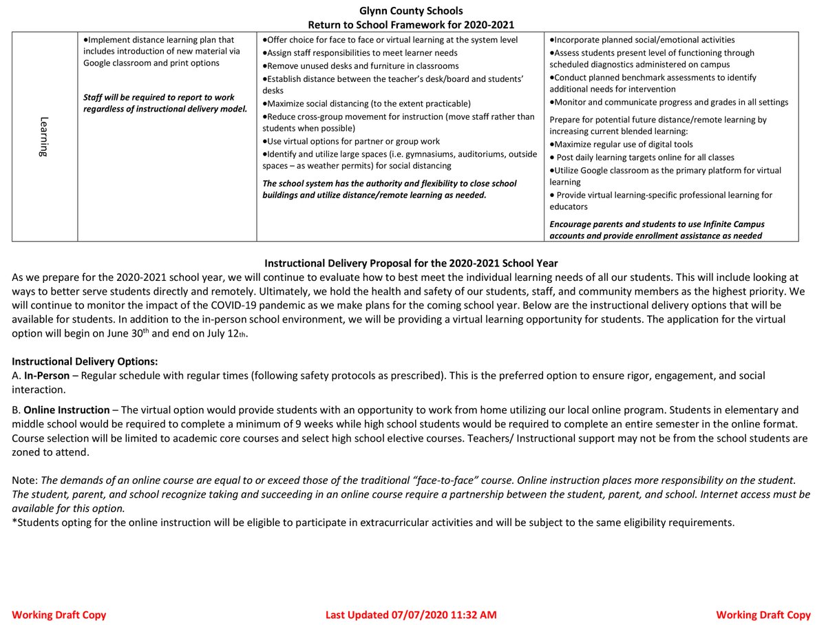 In working to put plans in place to reopen schools safely in the fall, Glynn County Schools has created a Return to School Framework that addresses numerous areas that will affect day-to-day school operations. Visit ow.ly/TP0v50Atlol for more information.