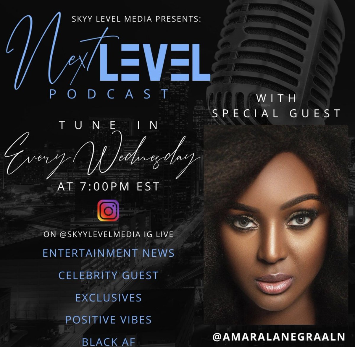 itsTAGCo's tweet photo. Check out @AmaraLaNegraALN on @SkyyLevelMedia's IG live tonight at 7p EST!
.
.
.
.
.
.
#amara #amaraLaNegra #interivew #specialGuest #podcast #tuneIn #positiveVibes #vibes #wcw #wednesday https://t.co/swi8V3y3k1