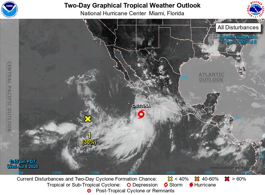 YutuTheFox's tweet photo. Invest 98L is looking like it could become the next name storm in the Atlantic.  East pacific has a new area of interest with a 30% chance of development along with Cristina to its East.  West pacific remains quiet with no areas of interest. https://t.co/mV3VNlfZf3