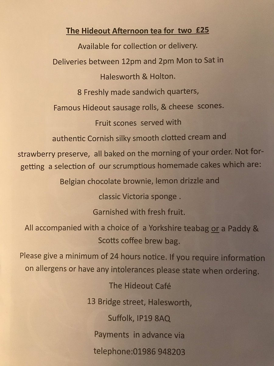 Hideoutcafe16's tweet photo. We provided Purple pumpkin studio 8 afternoon teas this week and they went down a storm! Want to treat someone or fancy a picnic, then take one of our afternoon tea takeaways! £25 for two! @PaddyandScotts coffee brew bag! #afternoontea #coffee #Suffolk #Halesworth https://t.co/FTzEIVHzbb