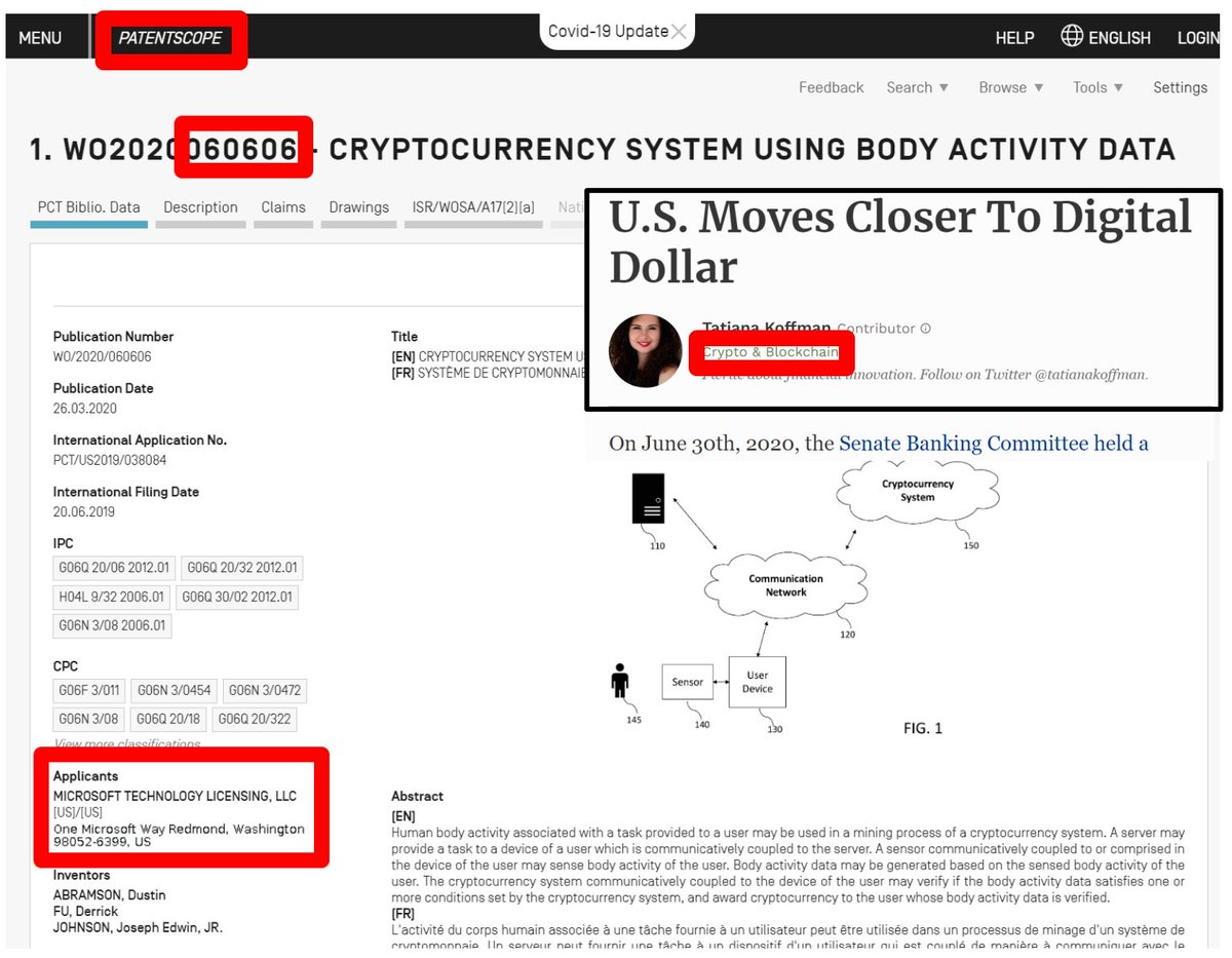 38/Gates' patent 2020-060606. This is as govts are moving towards digitizing their currencies on distributed ledgers (blockchains) as cryptocurrencies. Congress' contact tracing bill is HR6666. Vaccine-microchips to be scannable via dot tattoos via the "glow" enzyme Luciferase.