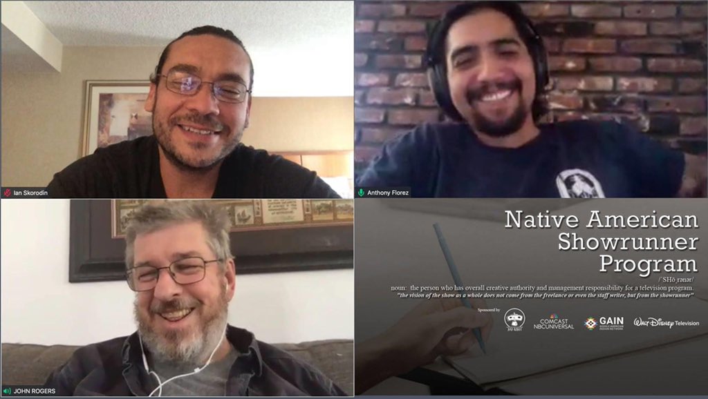 LASKINSFEST's tweet image. Inaugural Native American Showrunner Program continues!
Fellow Anthony Florez (Paiute) meets with his Showrunner mentor! An incredible series bible in development! Great thanks to @jonrog1 for supporting the Native American community! #nativewriter #RepresentationMatters