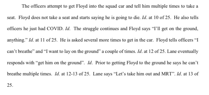 Officer says get him on the ground and prior to placing Floyd on the ground, he says he can’t breathe multiple times.