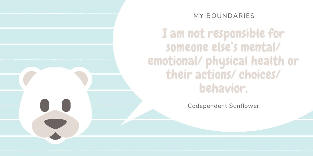 codependenttalk's tweet image. We are posting a series on boundaries tonight. Head over to Instagram for more! @codependentsunflower
#codependent #codependents #codependentsanonymous #codependency #empathetic #boundaries #healthyboundaries #guilt #traumabond #traumabonding #emotionalwellness #gaslighting