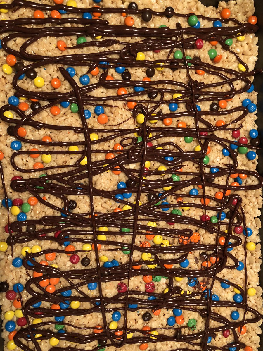 One of my personal favorites. M&M hits way harder on a Krispies with chocolate drizzle.