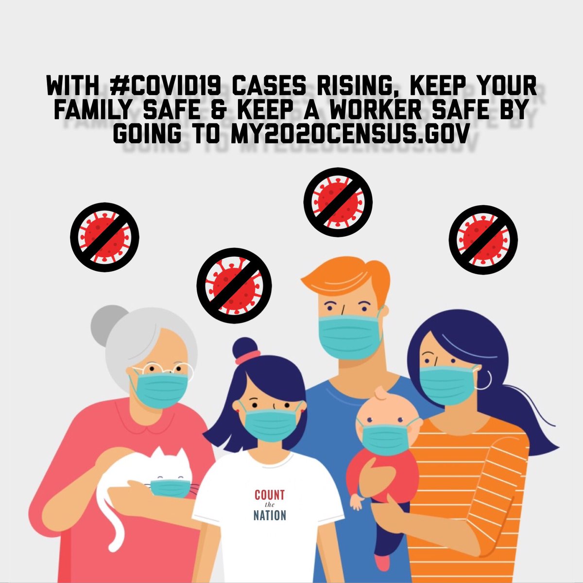 🚪Knock, knock...who’s at the door?! 🤔 
Starting next month, a #2020Census worker will visit households that have yet to respond‼️With #COVID19 cases rising, keep your family safe &amp; keep a worker safe by going to my2020census.gov 💻 (fast &amp; easy!)