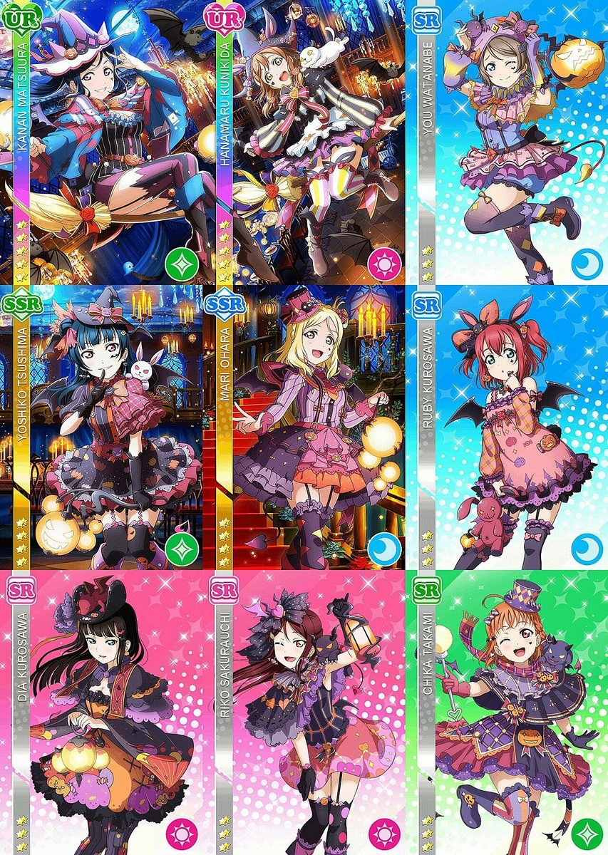 7) Aqours 2nd Halloween Set I just think these designs are so so much fun and charming, they nailed the patchwork feeling of Halloween!