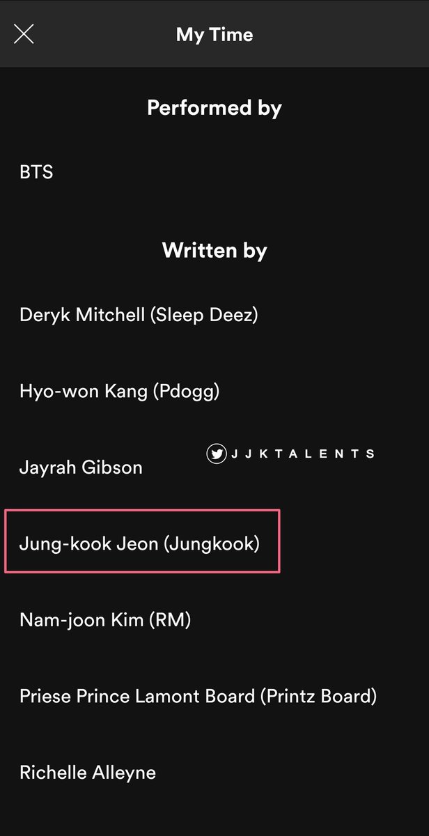 Jungkook's credit Map of the Soul: 7 (3/3)My Time (시차){Physical album}Co-produce / Chorus{Melon}Lyrics / Composition{Spotify}WrittenScan credit of the album: @/thegospelofjeon #JUNGKOOK  #정국  @BTS_twt