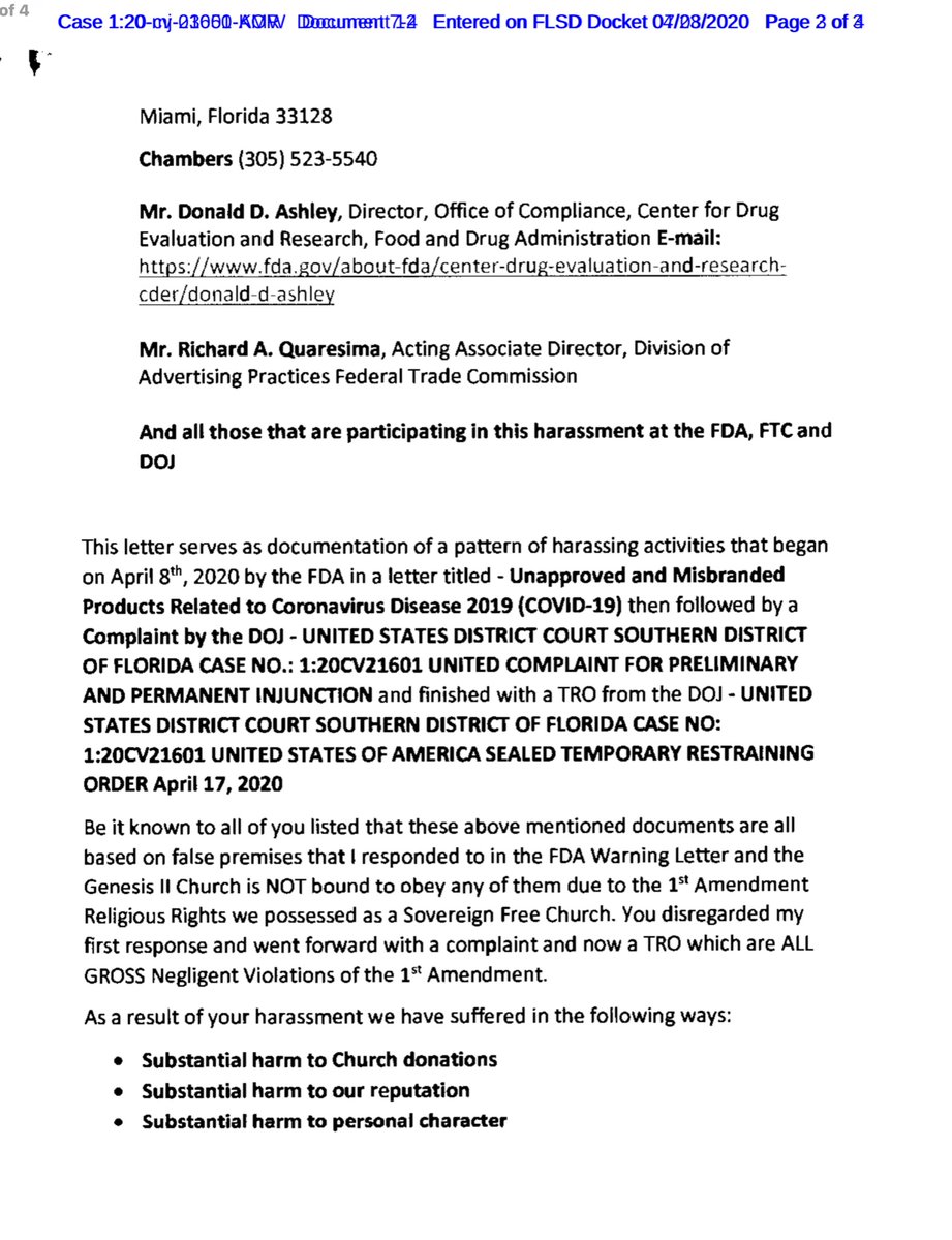 Exhibit 4 is the April 2020 Threat sent to the Fed Judge & USAO in FLI genuinely can not see how the Defendants can overcome their burden that they are NOT a threat to the Community especially during the pandemic Hope they are remanded until trial.  https://drive.google.com/file/d/1M...