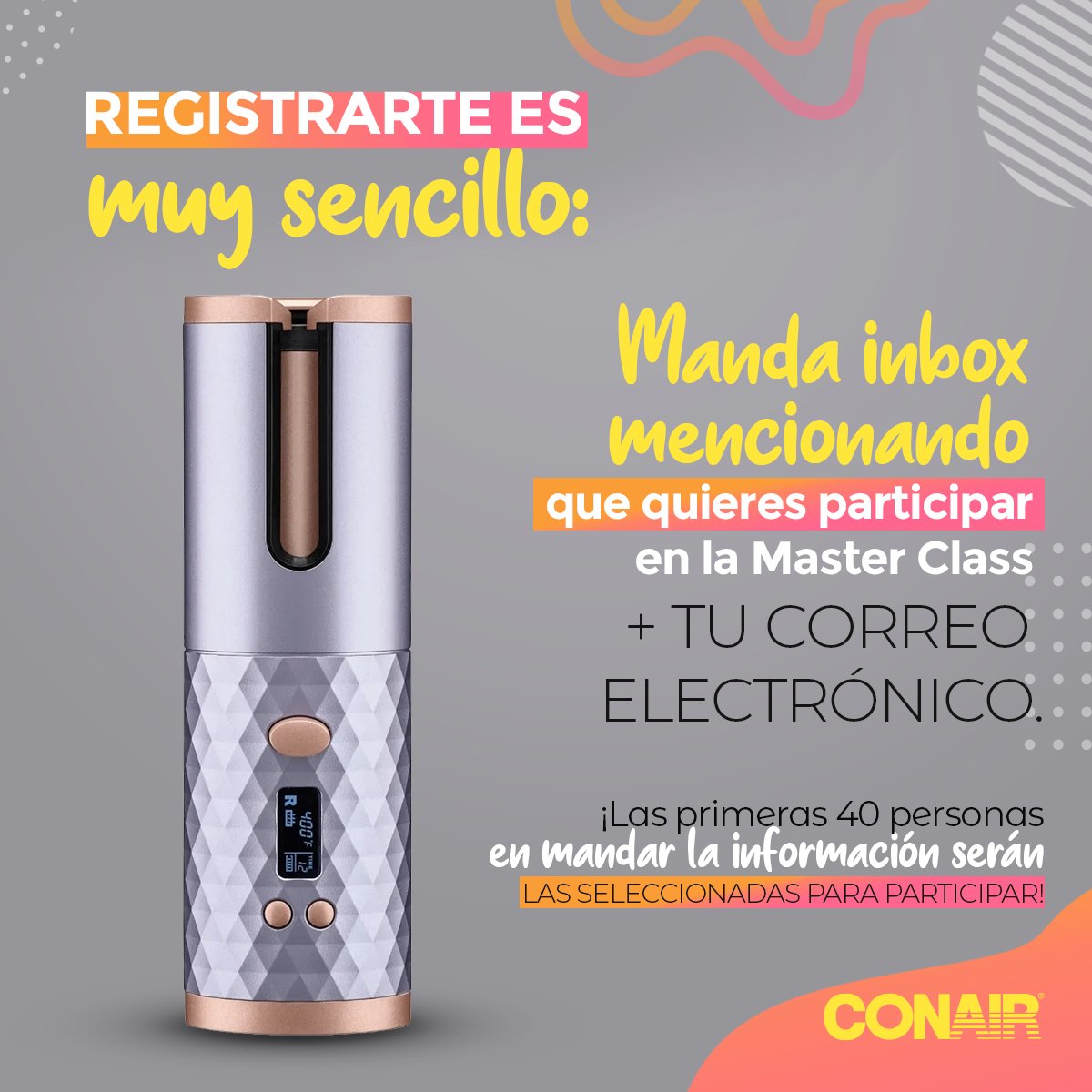CONAIRMX's tweet photo. ¡No te pierdas nuestra #MasterClass #Online
Aprende a peinarte al #estilo #Hollywood con la Rizadora Inalámbrica  Unbound Cr510 de la mano de nuestros expertos.
#Acércatealosexpertos 
Entérate de todos los detalles 👇🏾👇🏾 https://t.co/Kjv1t83AAc