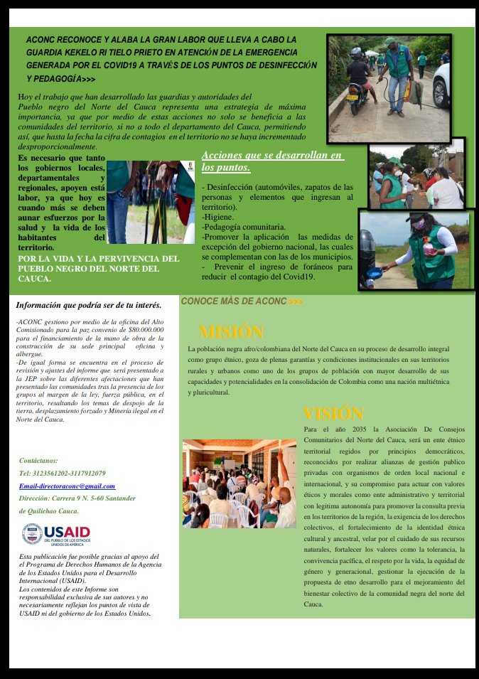 Tonga por la vida y pervivencia del Pueblo Negro:“Fortalecimiento de las capacidades del palenque de #DDHH de @ACONC, para la protección colectiva, cuidado de la vida y el territorio ancestral del Pueblo Negro del norte del Cauca”🏞️✊🏿

#LegadoAncestral
#EnPieDeLuchaYResistencia