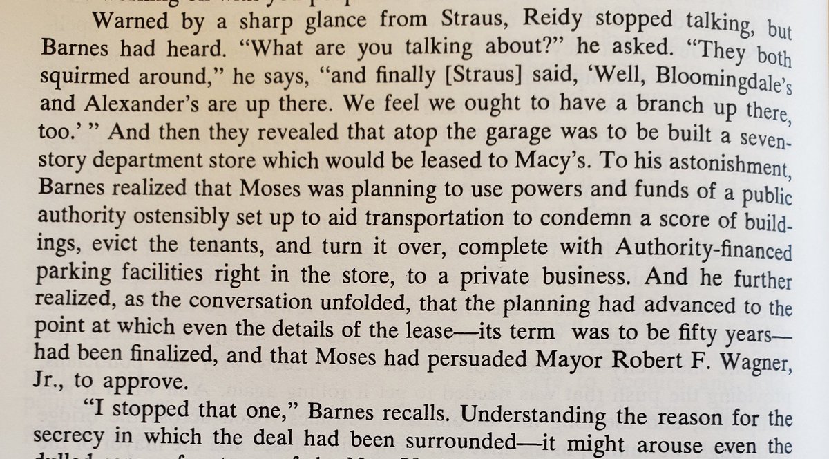 He tried to condemn a load of buildings for a fucking Macy's?!? (Henry Barnes was the Traffic Commissioner in the early 1960s.)