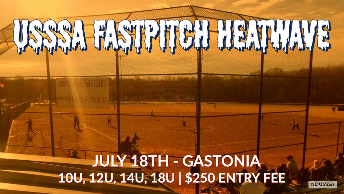 Next weekend, the USSSA Fastpitch Heatwave is coming to the Charlotte Metro Area! 

We still have room for a view more teams, so if you're interested click the link below or email brooks.robinson@usssa.com.

>>> bit.ly/2O7j3bc