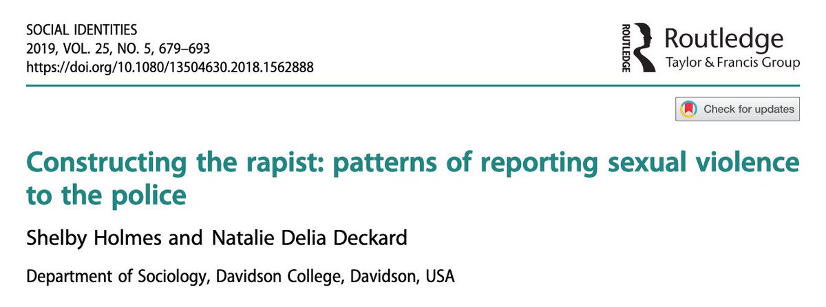 474/ "Findings of this research are...deeply morally disturbing... Victims of sexual violence, controlling for whether the assailant is a stranger and whether the attack is a rape, are most influenced in their reporting by the color of the body that attacked them."  @ProfessorNati