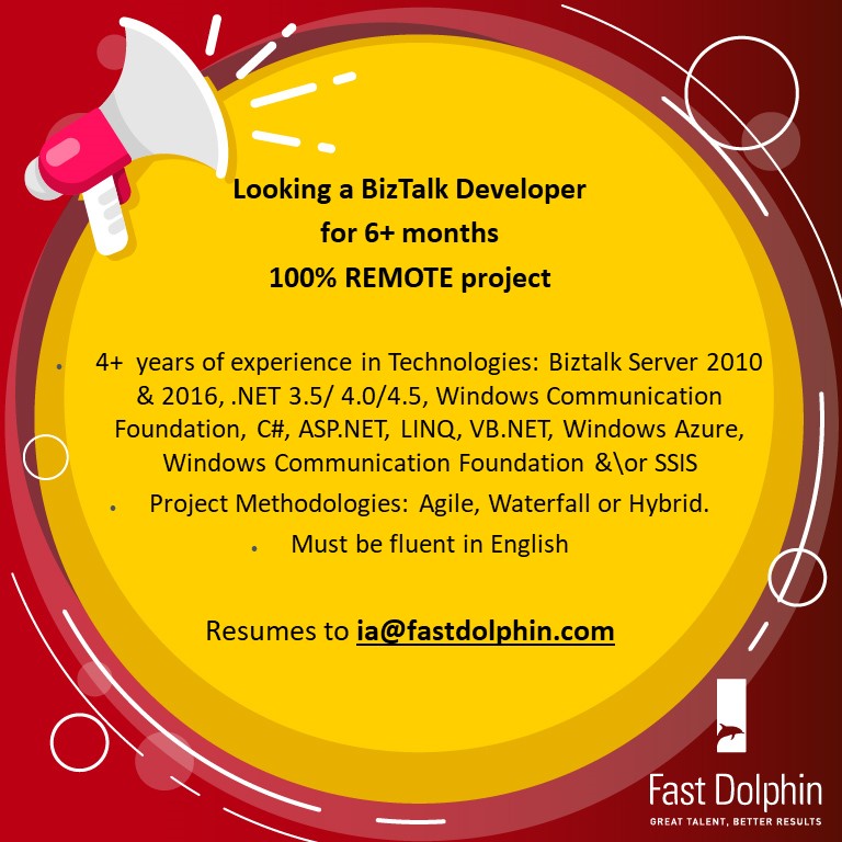 fastdolphin's tweet image. #.NetBizTalk #BizTalkServer, for 6-month Remote project. English required #ITJob #IT Apply: ia@fastdolphin.com
