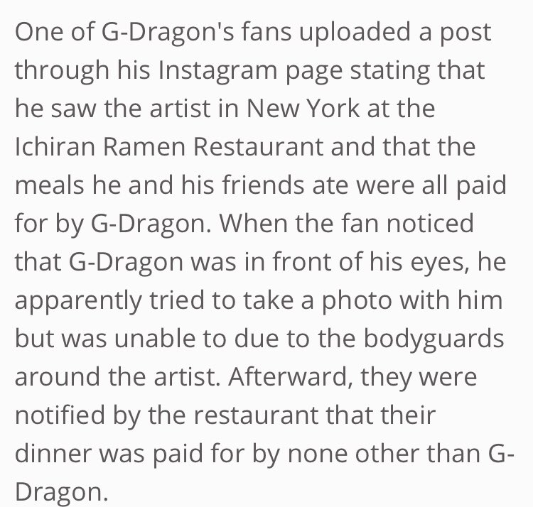 Bonus from  @bigb5ang: Jiyong buying some lucky fans dinner since he was unable to take pics with them