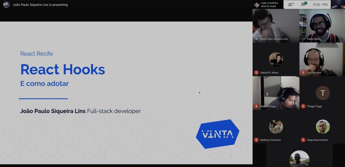 ReactRecife's tweet image. Agora começamos com a talk do @joaopslins sobre o tão falando React Hooks!
Chega mais para assistir a talk 😃 : lnkd.in/dF442H7
Se aprochegue 🚀!
#meetup #reactrecife #react #reasonml