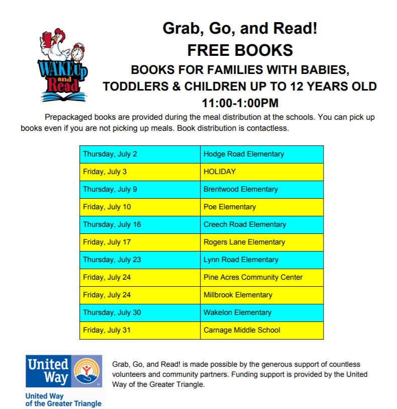 WAKE Up and Read (@literacy4wake) on Twitter photo Grab, Go, and Read! We're out in the community sharing books & encouraging reading with families-from a distance 😉. Contact free & pre-bagged 📚. We'll be <a href="/BrentwoodMESE/">Brentwood Magnet Elementary School of Engineering</a> & <a href="/PoeMagnetES/">Poe GT/AIG Basics Magnet Elementary</a> this week! Thanks <a href="/UWTriangle/">United Way Greater Triangle</a> for your support. #KeepKidsReading <a href="/PoePTA/">Poe Elementary PTA</a> <a href="/PoeMediaTech/">Poe Magnet MediaTech</a> <a href="/WCPSS/">Wake County Public School System</a> Grab, Go, and Read! We're out in the community sharing books & encouraging reading with families-from a distance 😉. Contact free & pre-bagged 📚. We'll be <a href="/BrentwoodMESE/">Brentwood Magnet Elementary School of Engineering</a> & <a href="/PoeMagnetES/">Poe GT/AIG Basics Magnet Elementary</a> this week! Thanks <a href="/UWTriangle/">United Way Greater Triangle</a> for your support. #KeepKidsReading <a href="/PoePTA/">Poe Elementary PTA</a> <a href="/PoeMediaTech/">Poe Magnet MediaTech</a> <a href="/WCPSS/">Wake County Public School System</a>