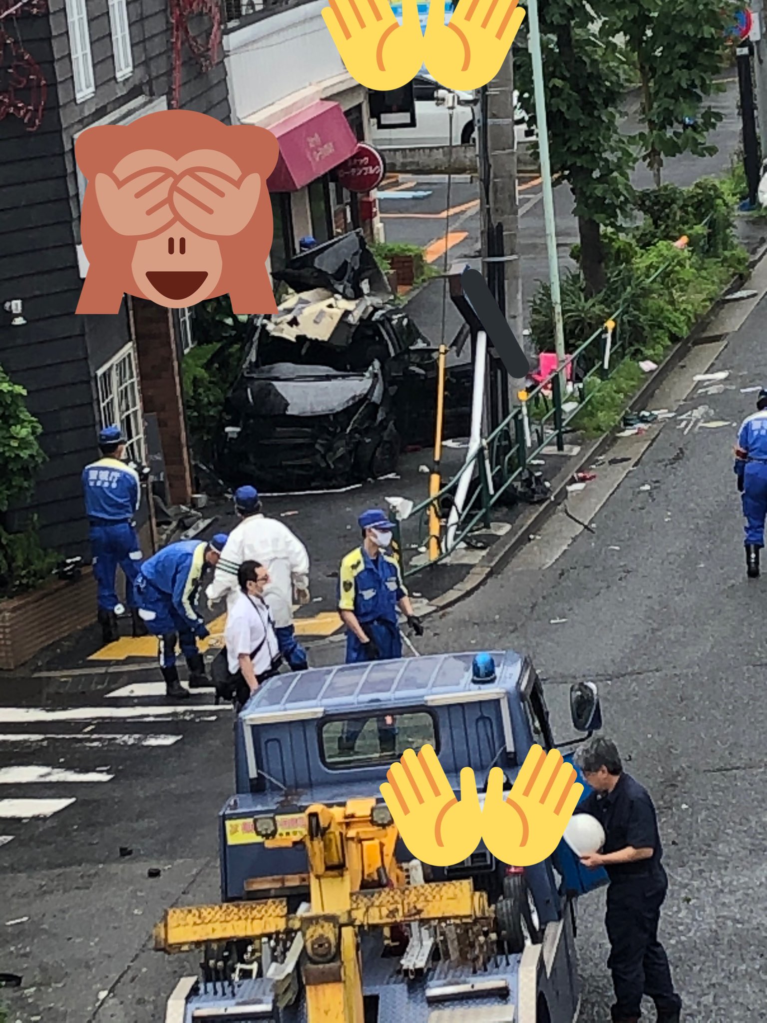 環状７号で２０代の男女が死亡した事故現場の画像