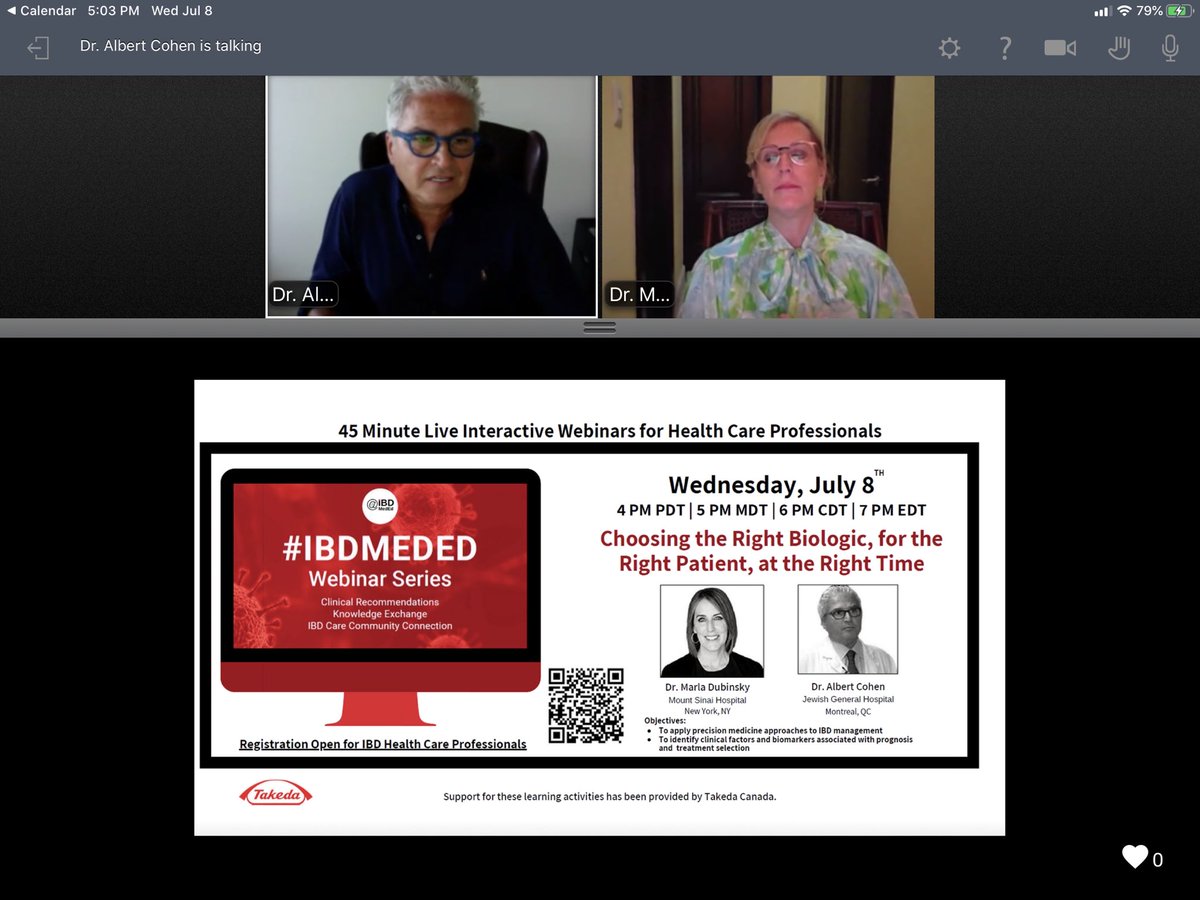 IBDMedEd's tweet photo. Together with 2 #IBDexperts ⁦@albertcohenmd⁩ ⁦@mcgillu⁩ with ⁦@MarlaDubinsky⁩ ⁦@mountsinaiIBD⁩ talking about precision medicine in #ibdmanagement #biomarkers #patientcare #biologics #IBDMedEd https://t.co/DtDrJ1gbKk