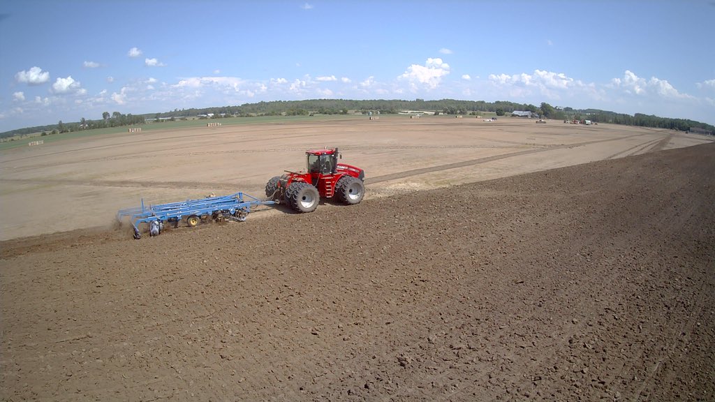 FairgreenSod's tweet photo. Did you know that it is almost seeding time for us?  After the sod is harvested the fields are worked to make the perfect seed bed. Here are a few pictures of Don using a plow to break the compaction that is created from driving out highway trucks into the field to be loaded. https://t.co/sVw02c5B7M