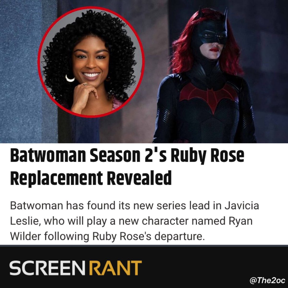 The2OC's tweet photo. Looks like the search is over. #Batwoman has found its new lead after #RubyRose stepped down. @screenrant
.
#DCcomics #dccomicsfan #dccomicsuniverse #dccomicscosplay #dccomicsmultiverse #dccomicsartwork #dccomicsflash #dccomicswomen #arrowverse #JaviciaLeslie https://t.co/ZrYdjOS0CH