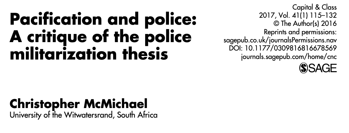 476/ "Restrict[ing] the federal transfer of military equipment to local police departments...gives the surface appearance of answering the radical challenges presented by insurgent protest [but] it clearly does not actually address the racism and...brutality which sparks revolt."