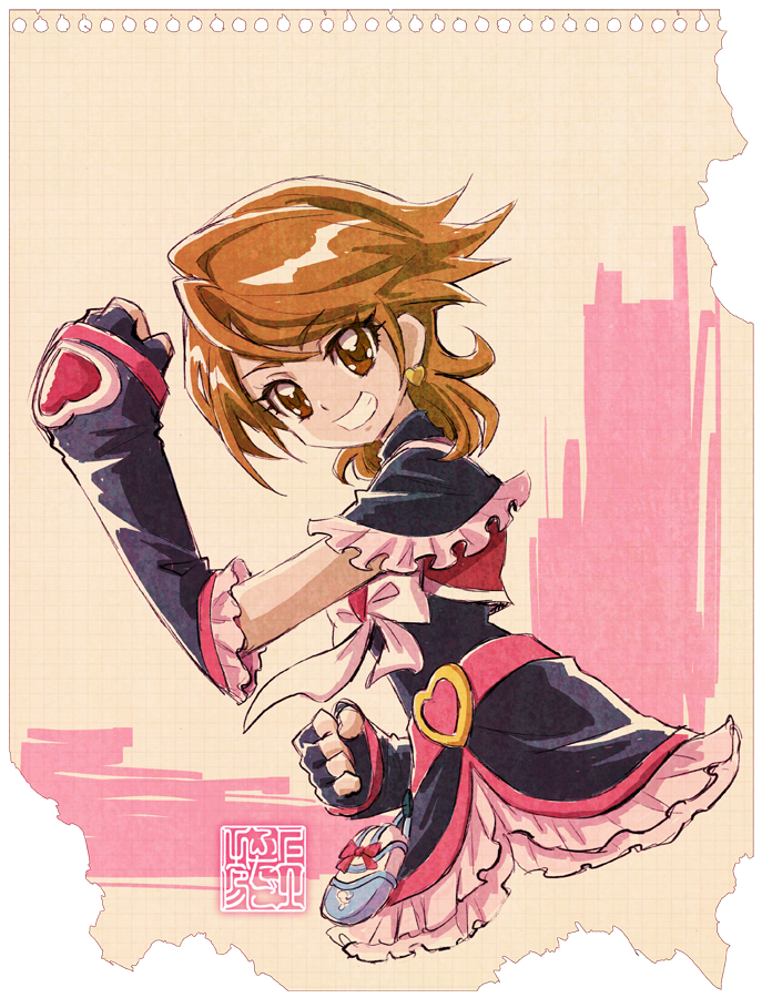 cure peach ,momozono love 1girl solo blonde hair heart hair ornament twintails hair ornament long hair  illustration images