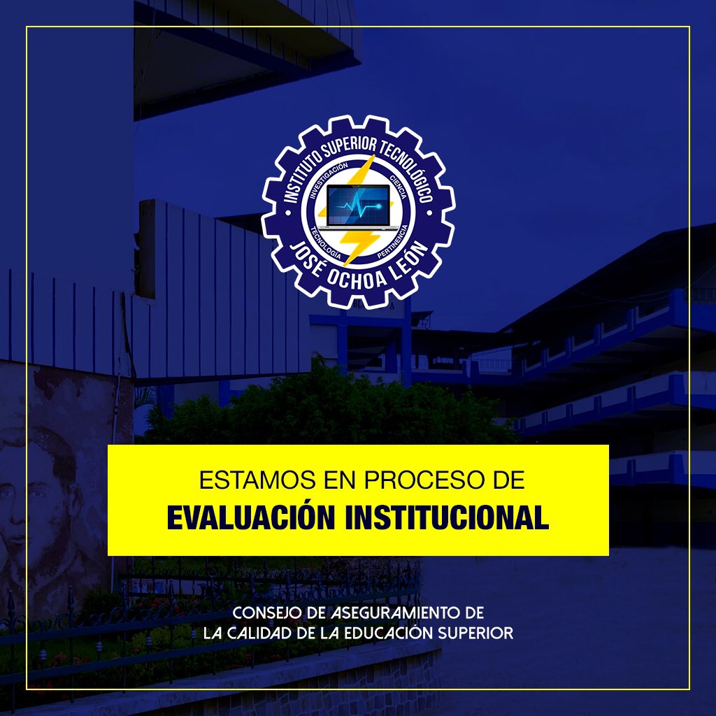 TecniJOL's tweet photo. 📌 Nuestro Instituto se encuentra trabajando en el proceso de evaluación externa, según el Modelo de Evaluación de IST del @Caces_Ec; con miras a la #Acreditación Institucional.

🗓 Cronograma ➡️ https://t.co/vyYAQlO7wu
@EduSuperiorEc @agustinalbanm 

#ISTJOL ⚙️ https://t.co/p8MIbXlOwz