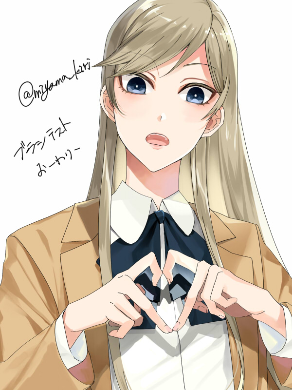 「仕事の都合で新しいブラシテストに描いたり塗ったりした林ちゃん指ハートは一回描いて」|深山キリのイラスト