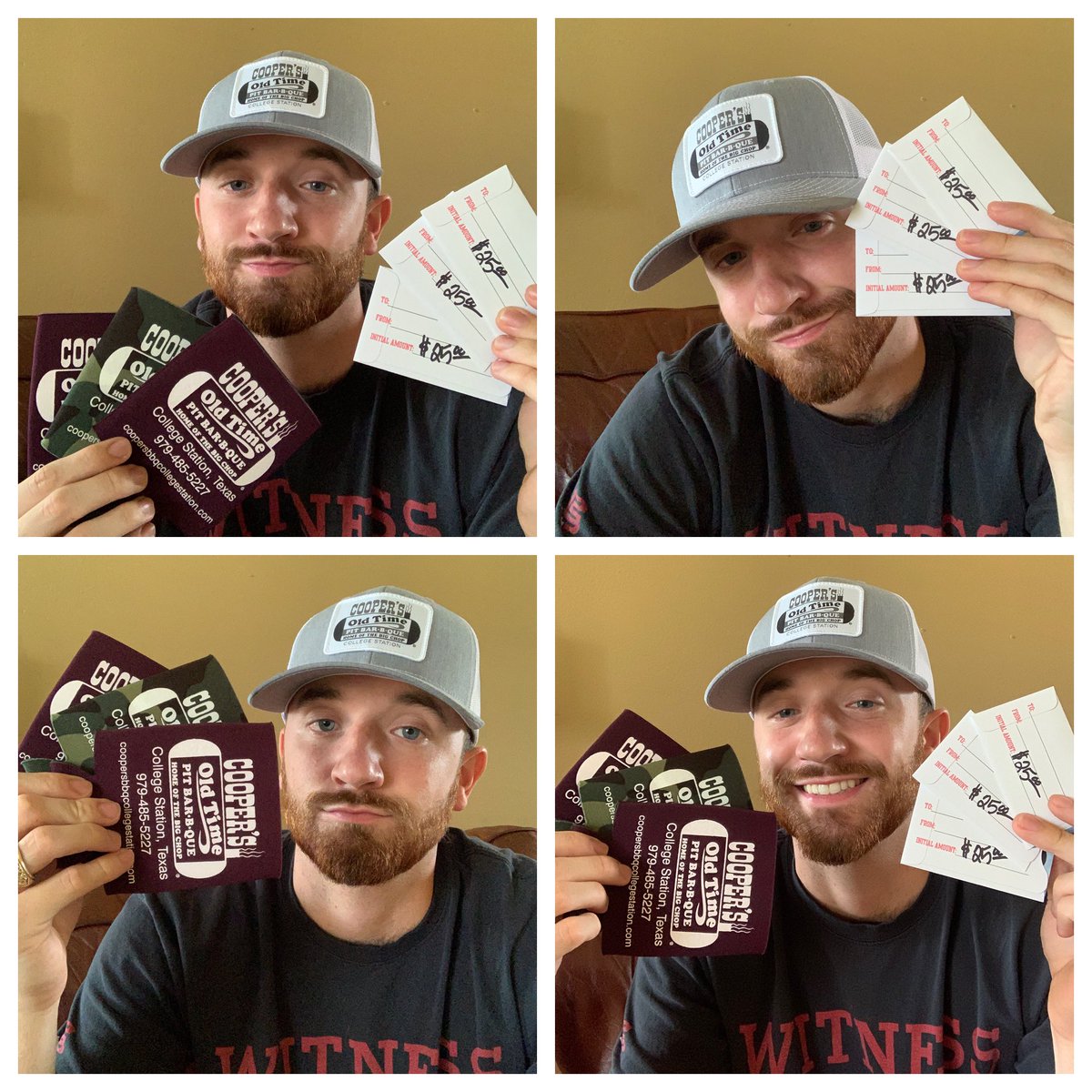 cole_whittlesey's tweet photo. Cooper’s BBQ Giveaway‼️

• Retweet this
• Must be following @CoopersBBQAggie and @cole_whittlesey 
• Text “BBQ” to 979-695-9595

3 random people will be picked to win a koozie and a $25 gift card to Cooper’s in Aggieland! https://t.co/AShzHpm3Cf