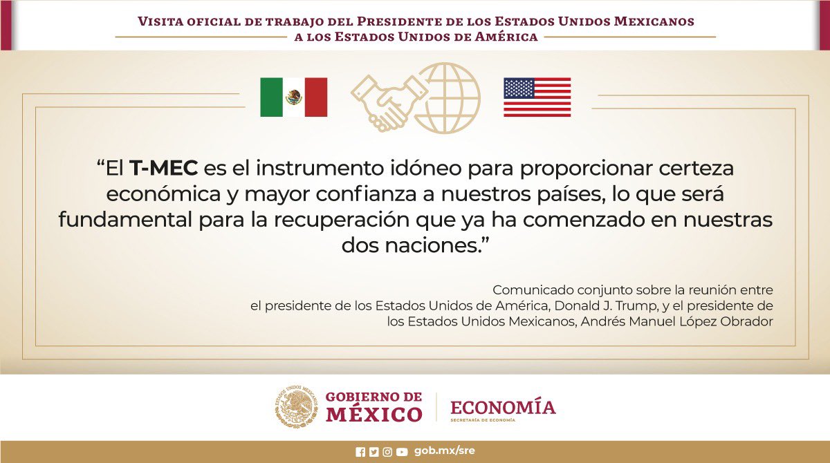 🇲🇽🇺🇸 | México y los Estados Unidos reconocen los avances que los dos países han logrado hacia una relación renovada y fortalecida, preparada para enfrentar los desafíos económicos y de seguridad del siglo XXI de nuestra región de América del Norte #VisitaWashington #InicioTMEC