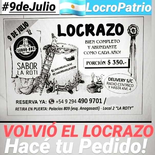 saborbariloche's tweet photo. #9DeJulio #locro #DiaDeLaIndependencia #Bariloche #Patagonia @saborbariloche https://t.co/1sPaQQhVV1