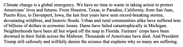 The entire first paragraph of the Biden-Sanders climate plan is total and utter pseudoscience, on par with astrology and the belief that wifi and 5G are giving us cancerThe document literally claims that dams failed in Michigan because of climate change.