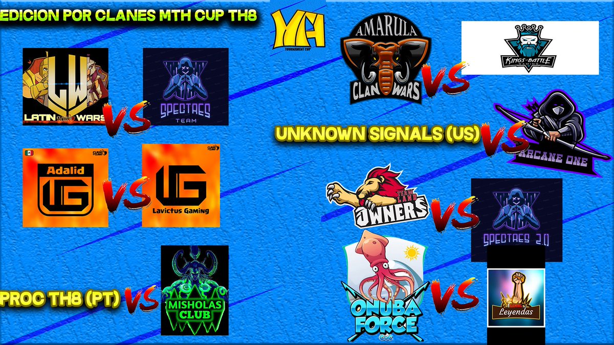YA ESTAN LOS OCTAVOS de final de la edicion por clanes de la MTH CUP TH8 🔥🔥

El torneo COMENZARA el viernes 10 a las 19:00 hora ESPAÑOLA 🇪🇸 en el canal de nuestro amigo <a href="/JVG_yt/">JVG</a> 

MUCHA SUERTE A TODOS, A JUGARRR ⚔️⚔️⚔️