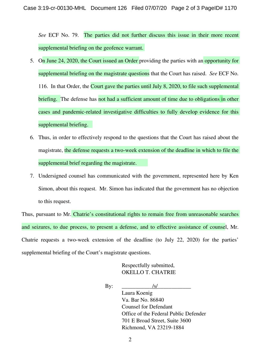 I’ve said repeatedly that this is one of the MOST important casesIt’s a (sorry for yelling) CASE OF 1st IMPRESSION The constitutional concerns are massive7/7/2020 Consent motion  https://ecf.vaed.uscourts.gov/doc1/1890105741907/2020 Order Granting req Additional Time https://ecf.vaed.uscourts.gov/doc1/189110576105